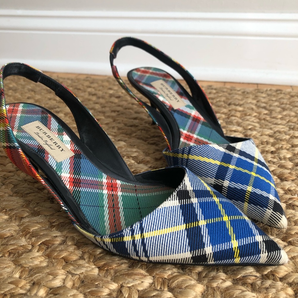 Burberry Annice Tartan Slingbacks. Size 38.5 - Picture 5 of 15